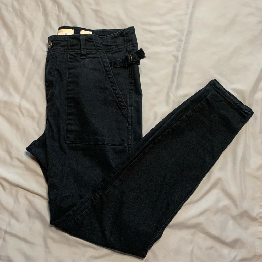 Hei Hei High Waisted Sateen Cargo Pants Navy Blue 28